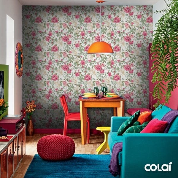 Papel De Parede Adesivo Lavável Flores Rosê 18m - 5
