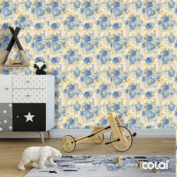Papel De Parede Adesivo Lavável Azulzinha 18m - 6