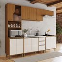 Ver imagem 1 de Cozinha Completa Venaly 13 Portas 2 Gavetas com Vidro Reflecta Cinamomo/Off White - Henn