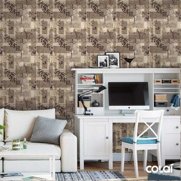 Papel De Parede Adesivo Lavável Folhas No Tecido 18m - 2
