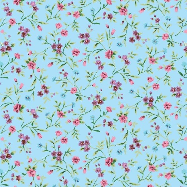 Papel De Parede Adesivo Lavável Floral De Fundo Azul 18m - 1