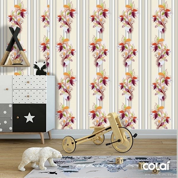 Papel De Parede Adesivo Lavável Buquê Ilustrado 18m - 6