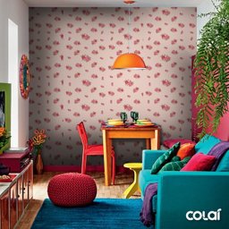 Papel De Parede Lavável Lisianto Com Fundo Rosa 18m - 5