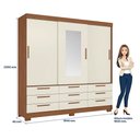 Ver imagem 2 de Guarda Roupa Casal 3 Portas 9 Gavetas Morretes com Espelho e Cômoda Havana Master com Rodízio