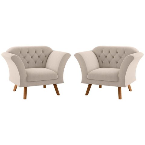 Conjunto Poltrona Decorativa Roseira Inca Areia