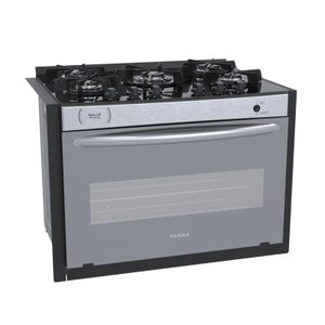 FOGAO A GAS DE EMBUTIR 5 BOCAS VENAX GAUDI PRISMA VITREO EL INOX GAS GLP