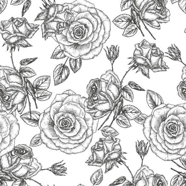 Papel De Parede Adesivo Lavável Rosas Brancas E Pretas 12m - 1