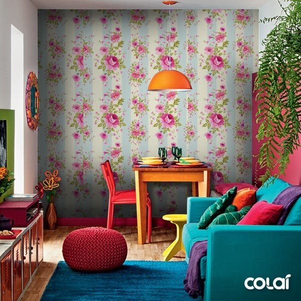 Papel De Parede Lavável Folhas Brancas Com Fundo Bege 12m - 5