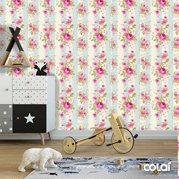 Papel De Parede Lavável Folhas Brancas Com Fundo Bege 12m - 6