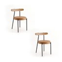 Ver imagem 6 de Cadeira Sala de Jantar Kit 2 Lizzie Base Tubular Preto Encosto Castanho PU D03 - D'Rossi