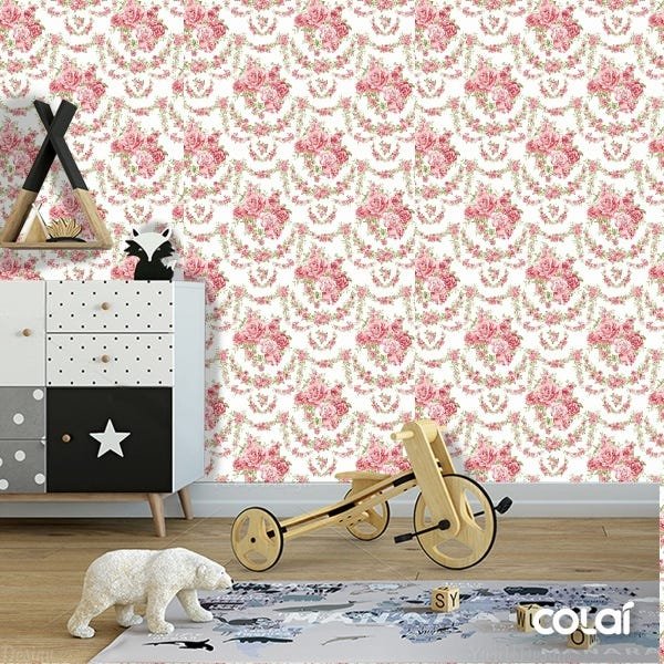 Papel De Parede Adesivo Lavável Rosas Decorativas 9m - 6