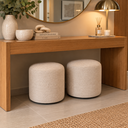 Ver imagem 1 de Kit 02 Puff Perse Decorativo Tecido Linho Banqueta Redondo