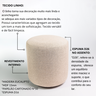 Kit 02 Puff Perse Decorativo Tecido Linho Banqueta Redondo - 4