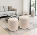Ver imagem 1 de Kit 02 Puff Perse Decorativo Tecido Linho Banqueta Redondo