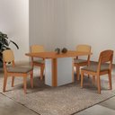 Ver imagem 1 de Mesa de Jantar Isadora 120cm Tampo Mdf Laminado Veludo Capuccino/naturale/off White