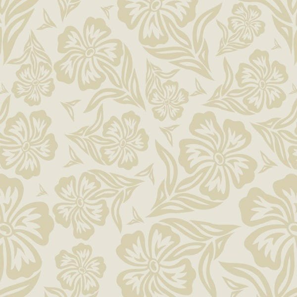 Papel De Parede Adesivo Lavável Flores Em Bege Claro 9m - 1