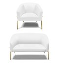 Ver imagem 1 de Sofá Namoradeira e Poltrona Pé de Ferro Dourado Stella Corino D03 - D'Rossi Cor Branco