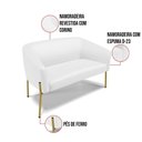 Ver imagem 3 de Sofá Namoradeira e Poltrona Pé de Ferro Dourado Stella Corino D03 - D'Rossi Cor Branco