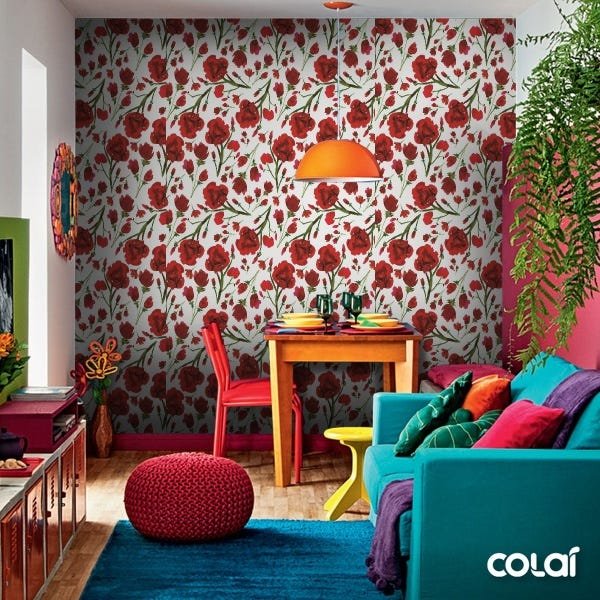 Papel De Parede Adesivo Lavável Rosas Sangrentas 6m - 5