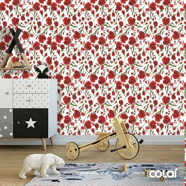 Papel De Parede Adesivo Lavável Rosas Sangrentas 6m - 6
