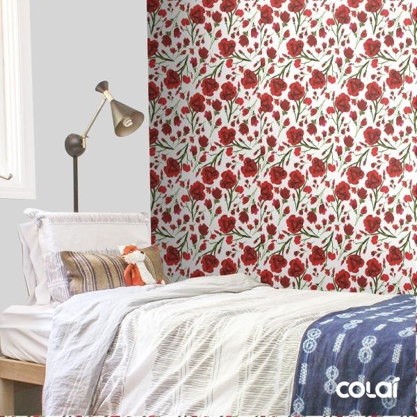 Papel De Parede Adesivo Lavável Rosas Sangrentas 6m - 3