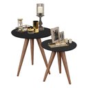 Ver imagem 2 de Mesa Lateral Decorativa Redonda Pés Palito - Preta