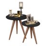 Mesa Lateral Decorativa Redonda Pés Palito - Preta - 2