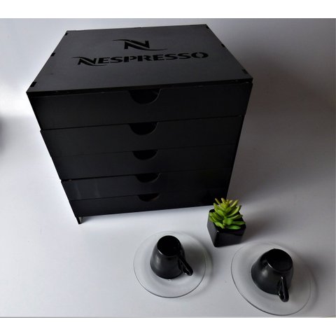 Porta Capsula Café Nespresso Preto 125 Capsulas Gaveta