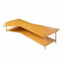 Ver imagem 3 de Mesa de Centro Caribe 170cm em Madeira Laminada Mel com Metal Champanhe