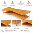 Ver imagem 6 de Mesa de Centro Caribe 170cm em Madeira Laminada Mel com Metal Champanhe