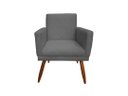Ver imagem 1 de Poltrona Decorativa Nina Riscado Suede Cinza Pés Madeira Ms Decor