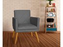 Ver imagem 3 de Poltrona Decorativa Nina Riscado Suede Cinza Pés Madeira Ms Decor