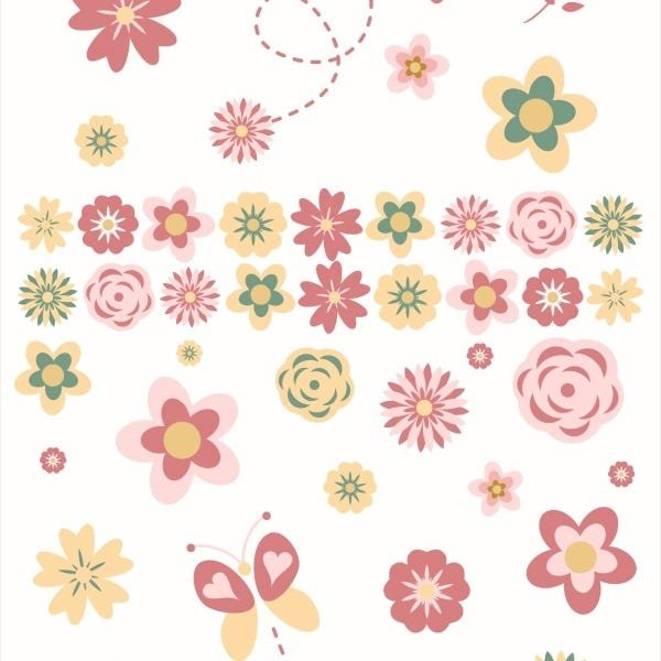 Papel De Parede Adesivo Lavável Flores E Borboleta 6m - 1