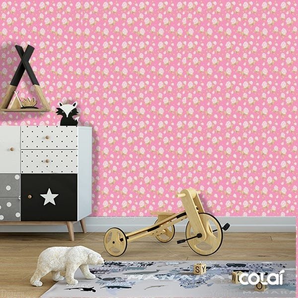 Papel De Parede Adesivo Lavável Gardenias Rosas 6m - 6