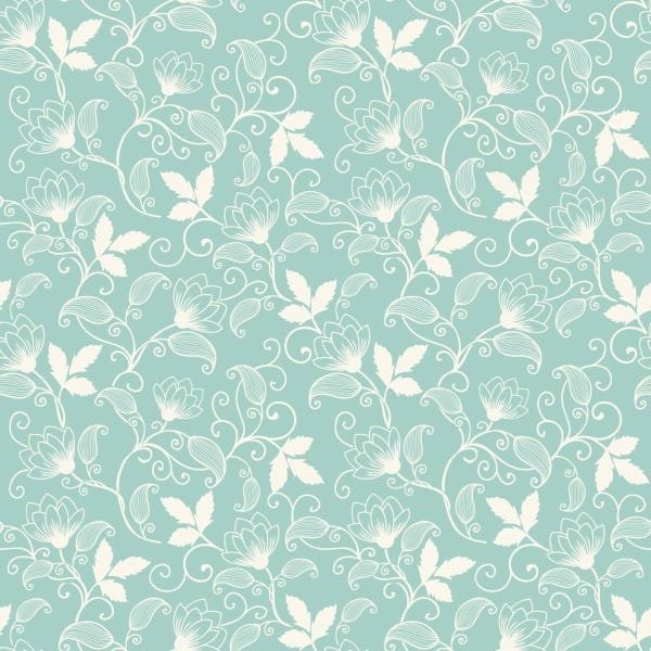 Papel De Parede Lavável Flores Brancas Com Fundo Verde 6m - 1