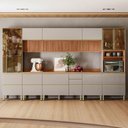 Ver imagem 1 de Cozinha Completa Proença 12 Portas 10 Gavetas Ripado 100% Mdf com Vidro D3702rp Nogueira/Nude Prime