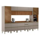 Ver imagem 2 de Cozinha Completa Proença 12 Portas 10 Gavetas Ripado 100% Mdf com Vidro D3702rp Nogueira/Nude Prime