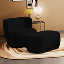 Ver imagem 1 de Namoradeira com Puff Orgânico Molly 02 Lugares Couríssimo Preto - Desk Design Cor Preto