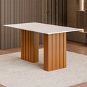 Ver imagem 1 de Mesa de Jantar com Vidro 6 Lugares Multimóveis Cr50233 Cinamomo/off White