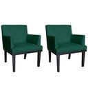 Ver imagem 1 de Kit 2 Poltronas Decorativa Vitória Suede Verde Pés Madeira Ms Decor