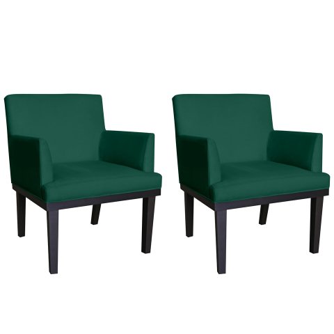 Kit 2 Poltronas Decorativa Vitória Suede Verde Pés Madeira Ms Decor