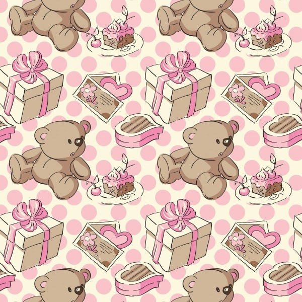 Papel de Parede Adesivo Lavável Ted Bear 18m - 1