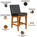 Ver imagem 6 de Kit 05 Banquetas Baixa Cozinha Bancada Bar Sala Jantar Fixa Mila L02 Couríssimo Preto - Lyam Decor