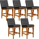 Ver imagem 2 de Kit 05 Banquetas Baixa Cozinha Bancada Bar Sala Jantar Fixa Mila L02 Couríssimo Preto - Lyam Decor