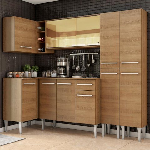 Armário de Cozinha Completa de Canto 293cm Rustic Emilly Line Madesa 06