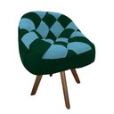 Ver imagem 2 de Poltrona Paloma Escritório Sala Giratória Madeira Suede Verde e Suede Azul Turquesa - Dominic Decor