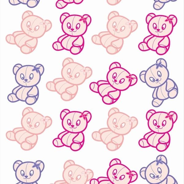 Papel de Parede Adesivo Lavável Ursinhos Felizes 15m - 1