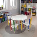 Ver imagem 3 de Mesa Infantil Lápis Coloridos Redonda Tampo Branco Pés Temáticos Quarto Menina Menino Mobília Decor