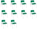 Ver imagem 2 de Kit 10 Cadeira Iso Infantil Creche, Escola Base Branco Verde Escuro