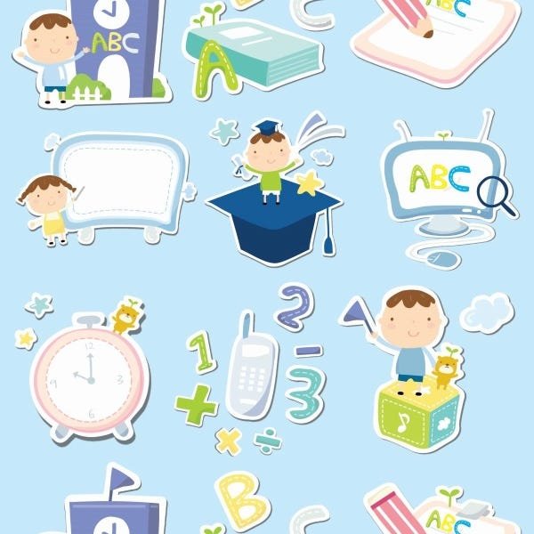 Papel de Parede Adesivo Lavável Aprendizado Azul 15m - 1